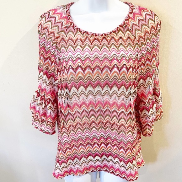 Eva Franco Tops - Anthropologie Eva Franco Chevron Pink Blouse Small